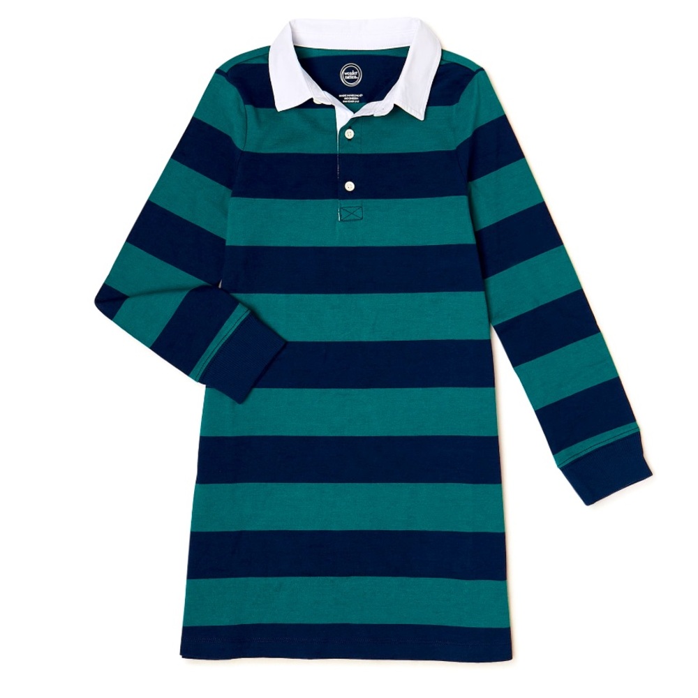 Wonder Nation Girls Long Sleeve Rugby Dress